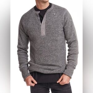 Bundle Men's Gray Henley WoolSweater With Cotton Sweater